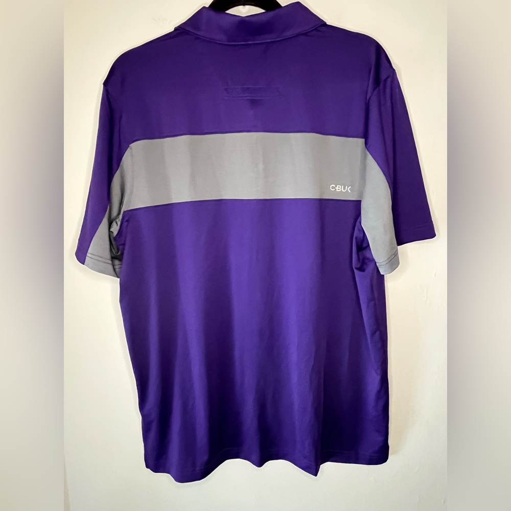 CBUK by Cutter & Buck Men's Logan Polo Golf Shirt Purple Gray White Size Large - Picture 2 of 5